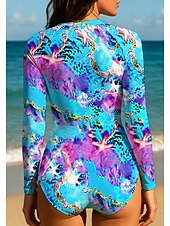 levne Rash guardy One Piece-Dámské Potápěčská kombinéza Plavky Sada plavek Oceán Zapni UPF50+ Rychleschnoucí Lehká váha Dlouhý rukáv Triko na plavání Surfování Plážové Vodní sporty Léto