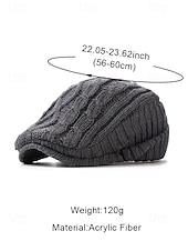 baratos Chapéus Masculinos-Gorro de tricô masculino – forrado com lã para maior aquecimento, diversas cores, design elegante em tricô trançado para atividades ao ar livre no inverno.