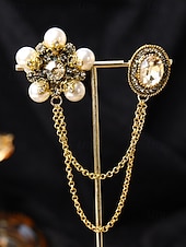 cheap Men's Ties &amp; Bow Ties-Men's Christmas Brooch Set - Elegant Alloy Material with Multi-Colored Gems and Pearls, Festive Chain Design for Suits, Parties and Holiday Occasions