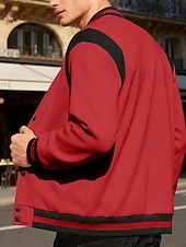preiswerte Sportjacke-Herren Leichte Jacke Freizeitjacke Collegejacke Outdoor Urlaub Patchwork Tasche Frühling Herbst Farbblock Streetwear Stilvoll Stehkragen Regulär Dunkelgrau Schwarz Wein Marineblau Khaki Jacken