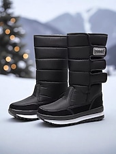 preiswerte Schnee- und Winterstiefel-Burgunderrote, wasserdichte Damen-Winterstiefel mit Kunstfellfutter – stylische Schneestiefel mit verstellbaren Riemen für Komfort und Wärme, perfekt für kaltes Wetter, Winteraktivitäten im Freien und Skiurlaube
