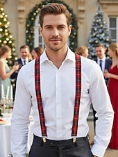 Недорогие Свадьба ACC-мужские рождественские подтяжки – эластичная ткань с разнообразными узорами, регулируемые и стильные, идеально подходят для праздничных вечеринок и официальных мероприятий