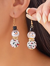 olcso Női fülbevaló-női karácsonyi hóember fülbevalók – ötvözet piros, zöld és fehér gyöngyökkel, tökéletesek ünnepi bulikra és ünnepi alkalmakra