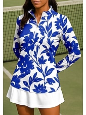 voordelige Dameshirt-Dames Flora Hemd Sportshirt Wandelen poloshirt Tennisshirt Lange mouw Vetoketju Bloemig UPF50+ UV-bestendig Hoge Elasticiteit Vochtregelerend Ademend Volleybal Tennis Golf Opstaand Rits kraag Jack