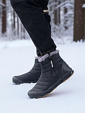 cheap Snow &amp; Winter Boots-Women's Burgundy Fur Lined Ankle Boots - Waterproof Winter Snow Shoes with Anti-Slip Rubber Sole, Warm Cozy Footwear for Outdoor and Casual Wear