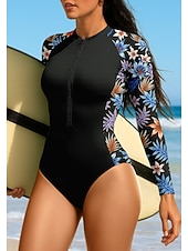 abordables Rash Guards Une Pièce-Femmes Maillot Anti UV UPF50+ Séchage Rapide Léger manche longue Le Maillot de corps Tee-shirt de Baignade maillot de bain ​fermeture éclair sur le devant Surf Canoë-Kayak Plage Sports Nautiques