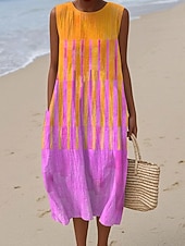 economico Abiti a Strisce e Geometrici-Per donna Abito Midi Abito a Tubino Vestito Estivo Abito a trapezio Vacanza Casual Boho Spiaggia Uscire Vestibilità comoda Grafico Geometrico Senza Maniche Girocollo Grigio verde Nero Rosa Cachi
