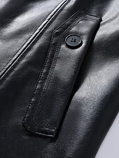 Χαμηλού Κόστους Ανδρική καμπαρντίνα-Ανδρικά Jeci Piele Μπουφάν Biker Μπουφάν μοτοσικλέτας Διακοπές Καθημερινά Αντιανεμικό Διατηρείτε Ζεστό Τσέπη Φθινόπωρο Χειμώνας Σκέτο Μοντέρνα Κλασσικό Πέτο Μακρύ Μαύρο Σακάκια