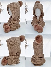 رخيصةأون قبعات نسائية-وشاح نسائي محبوك بغطاء للرأس لعيد الميلاد - مبطن بالصوف المريح، مع تفاصيل بوم بوم، وخيارات متعددة الألوان لأزياء الشتاء، مثالي كهدية في العطلات والأنشطة الخارجية