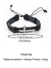 halpa Miesten korut-Miesten keinonahkainen ristirannekoru, säädettävä koko, kestävä ja tyylikäs, sopii erinomaisesti arkeen ja vapaa-aikaan