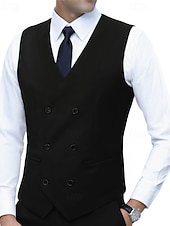 Χαμηλού Κόστους Ανδρικό γιλέκο-Ανδρικά Veste Γιλέκο Gilet Επιχείρηση Διακοπές Πάρτι Μοντέρνα Καθημερινό Άνοιξη Φθινόπωρο Τσέπη Κουμπιά Πολυεστέρας Άνετο Σκέτο Σταυρωτό Λαιμόκοψη V Κανονικό Θαλασσί Μαύρο Λευκό Ρουμπίνι Γιλέκο