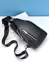 זול תיקים לגברים-תיק עור לגברים, עמיד למים ועמיד, קיבולת גדולה, דוגמת תנין אופנתית לשימוש חיצוני ויומיומי