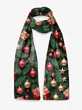 abordables Foulards pour femmes-Écharpe de Noël en velours pour femme - tissu doux et moelleux orné de multiples motifs festifs, idéale pour les fêtes et la mode hivernale