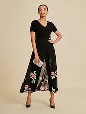 Недорогие Jumpsuits-комбинезон в стиле пэчворк с градиентным принтом Tencel Roma для вечеринки в отпуске