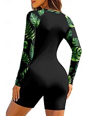 cheap One Pieces Rash Guards-Women&#039;s Medium Rash Guard Bathing Suit Athletic Swimwear UV Sun Protection UPF50+ Ultra Light (UL) Long Sleeve Swimwear Sun Shirt Bodysuit Zip Up Removable Pad Front Zip Surfing Beach Water Sports