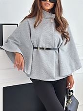 levne Zimní kabáty-Dámské Plášť / pláštěnky Pohodlné Prodyšné S páskem Elegantní Na běžné nošení Bez vzoru Dovolená ulice Ležérní Denní nošení Pullover Standardní Stojáček Volný Dlouhý rukáv Svrchní oděvy Černá Fialov