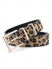 preiswerte Damengürtel-Damengürtel mit Leopardenmuster – modisches Kunstleder, verschiedene Farben erhältlich, perfekt für Urlaubsoutfits und Freizeitkleidung
