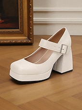 billiga Pumps med blockklack-Gröna blommiga platåskor i konstläder med Mary Jane-spänne för kvinnor - vintageklackar från 1950-talet för formella tillfällen, fester och bröllop