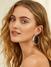 baratos Brinco Feminino-Brincos de argola elegantes com cristais transparentes brilhantes – brincos pendentes em aço inoxidável banhado a ouro e prata.