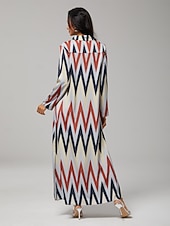 billiga Semesterklänningar-maxiklänning med geometriskt tryck i satäng