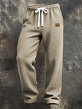 baratos Perna Reta-Homens Calças Esportivas Calças Calça Waffle Com Cordão Bolsos Cintura elástica Tecido Conforto Diário Esportes Moda Casual Marron Escuro Preto Micro-Elástica