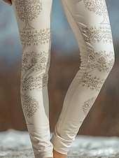  Damen Leggings Gemütliche Leggings Vintage Basic Lässig Volle Länge Hohe Taille Grafik Hund Drucken Bequem Hohe Elastizität Lässig Täglich Urlaub Beige Frühling Herbst Schmale Passform