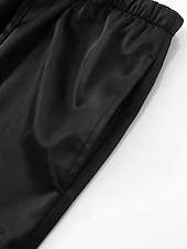 preiswerte weites Bein und hohe Taille-Damen Satinhosen Weites Bein Chinos Hosen Hose Streetwear Lässig Volle Länge Mittlere Taillenlinie Einfach Kordelzug Tasche Bequem Unelastisch Täglich Outdoor Schwarz Sommer Frühling Lässiger Schnitt