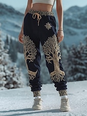 economico Pantaloni Grafici-Per donna Vichingo Aderente Pantaloni da jogging Vacanza Vintage Moda Lunghezza intera Vita Alta Albero Coulisse Patchwork Fascia Elastica Elasticizzato All'aperto Vacanza Formale Nero Primavera