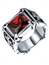 Недорогие Мужские украшения-мужское кольцо с готическим крестом - сплав, черный и красный драгоценные камни, винтажный стиль с религиозным мотивом, идеальный рождественский подарок для повседневных и торжественных случаев