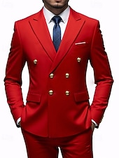 billige Herre Klassiske Blazere-Herre Blazer + kjolebukser Blazer drakter Virksomhet Cocktailfest Bryllupsfest 2 deler Mote Fritid Vår Høst Polyester عادي Lomme Knapper Bekvem Dobbeltkneppet Blazer Blå Mørkegrå Svart Hvit