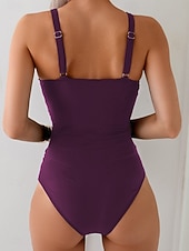 levne Jednodílné plavky-Dámský jednodílný plavkový štíhlící nařasená podprsenka monokini kontrola břicha vysoký pas štíhlý bez zadního dílu prázdninové plážové oblečení jednobarevné V výstřih bez rukávů