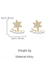 billige Øredobber for kvinner-Julesnøfnuggøredobber til dame - legeringsmateriale med krystall- og perledetaljer, elegante høytidssmykker til fester og vinteranledninger