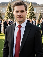 abordables Cravates et nœuds papillon pour hommes-Cravate de Noël en soie pour homme – matière polyester, motif rayé, disponible en plusieurs couleurs – idéale pour les fêtes de fin d'année, les événements formels et les tenues professionnelles.