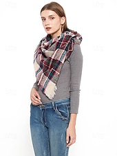 billiga Halsdukar för kvinnor-Unisex julrutig halsduk - polyestermaterial, mjuk och varm, flera färger för vinter, högtidsfester och vardagsbruk