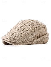 baratos Chapéus Masculinos-Gorro de tricô masculino – forrado com lã para maior aquecimento, diversas cores, design elegante em tricô trançado para atividades ao ar livre no inverno.