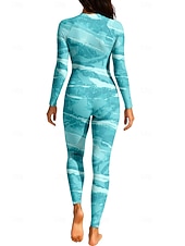 ieftine Rash guards One Piece-Pentru femei Bariere Iritatie Costume de baie pentru tot corpul Costum Scufundări din Piele Gradiant Fermoar Față Picior pe toată lungimea Spandex UPF50+ Uscare rapidă Înaltă Elasticitate Manșon Lung