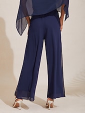  Per donna Pantaloni a Gamba Larga Pantaloni Lunghezza intera Chiffon Micro-elastico Elegante Vacanza Casa Streetwear Casuale Blu scuro Primavera Autunno Interstagionale XS S M