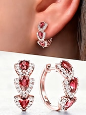 economico Anelli da donna-orecchini da donna in lega di zirconi - elegante design a forma di lacrima con pietre multicolori, perfetti come regali di Natale e San Valentino