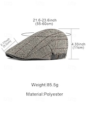 זול כובעי גברים-כובע שטוח וינטג' לגברים מפוליאסטר, עיצוב משובץ, זמין במגוון צבעים, כובע קז'ואל ואופנתי לסתיו ולחורף