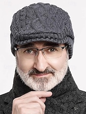 baratos Chapéus Masculinos-Gorro de tricô masculino – forrado com lã para maior aquecimento, diversas cores, design elegante em tricô trançado para atividades ao ar livre no inverno.