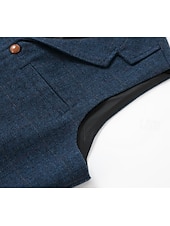  gilet da uomo in tweed, gilet, moda vintage, primavera e autunno, bottoni, misto lana, comodo, semplice, monopetto, scollo a V, vestibilità regolare, verde scuro, blu navy, grigio scuro, grigio chiaro.