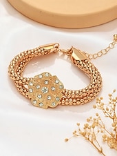 halpa Naisten kaulakoru-Naisten kullanvärinen kukkakorusetti kristalliyksityiskohdilla - elegantti kaulakoru, rannekoru &amp;korvakorut juhliin, häihin tai iltatilaisuuksiin