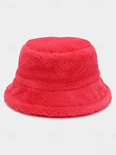 economico Cappelli da donna-Cappello da pescatore natalizio da donna in pelliccia sintetica, morbido e accogliente, disponibile in più colori: regalo perfetto per le feste