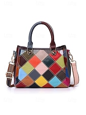 economico Borsette e borse tote-borsa da donna in pelle, design patchwork multicolore, materiale in vera pelle, versatile con manici superiori e tracolla regolabile, elegante e funzionale per l'uso quotidiano e le occasioni speciali