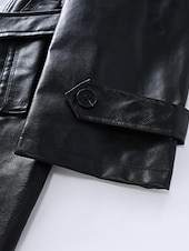 Χαμηλού Κόστους Ανδρική καμπαρντίνα-Ανδρικά Jeci Piele Μπουφάν Biker Μπουφάν μοτοσικλέτας Διακοπές Καθημερινά Αντιανεμικό Διατηρείτε Ζεστό Τσέπη Φθινόπωρο Χειμώνας Σκέτο Μοντέρνα Κλασσικό Πέτο Μακρύ Μαύρο Σακάκια