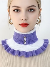 abordables Bufandas de mujer-Cuello de punto navideño para mujer, suave y acogedor, con volantes, disponible en varios colores. Ideal para el invierno y las fiestas.