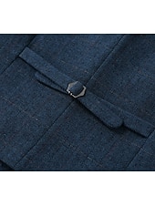  gilet da uomo in tweed, gilet, moda vintage, primavera e autunno, bottoni, misto lana, comodo, semplice, monopetto, scollo a V, vestibilità regolare, verde scuro, blu navy, grigio scuro, grigio chiaro.