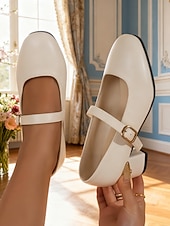 abordables Retro de los años 50-Women's Almond Mary Jane Heels with Chunky Block Heel and Ankle Strap, 1950s Classic and Elegant Style, Perfect for Work, Tea Parties and Daily  Outings