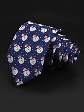 abordables Accessoires de Noël-Cravates de Noël pour hommes – en polyester avec des motifs festifs de bonhommes de neige, de père Noël et de sapins, parfaites pour les fêtes et célébrations de fin d&#039;année.