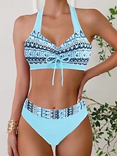 economico Tankini-Per donna Costumi da bagno Due pezzi Birichino Costume da bagno Senza schiena Vacanza Abbigliamento da Spiaggia Floreale All'americana Senza Maniche Costumi da bagno